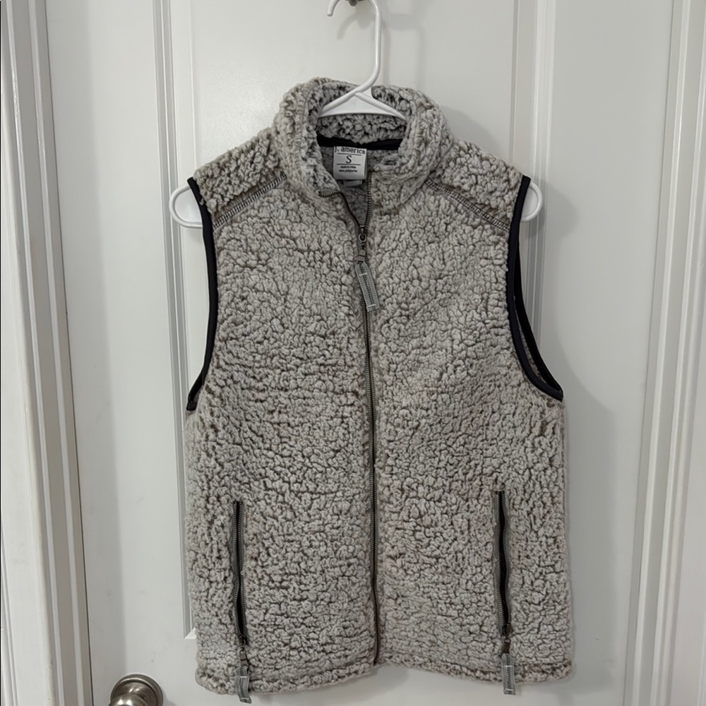 J America Cream Teddy Jacket Plush Full-Zip Outerwear